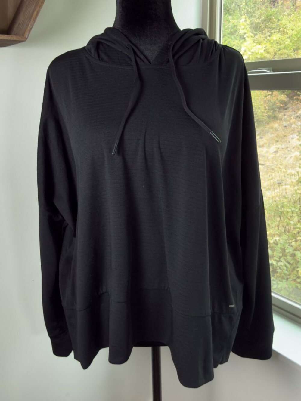 Black Lightweight Nylon Hoodie - Size XL